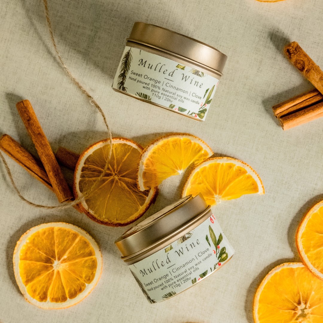 Mulled Wine Soy Candle - 热红酒天然精油大豆蜡蜡烛 - 蜡烛/烛台 - 蜡 白色