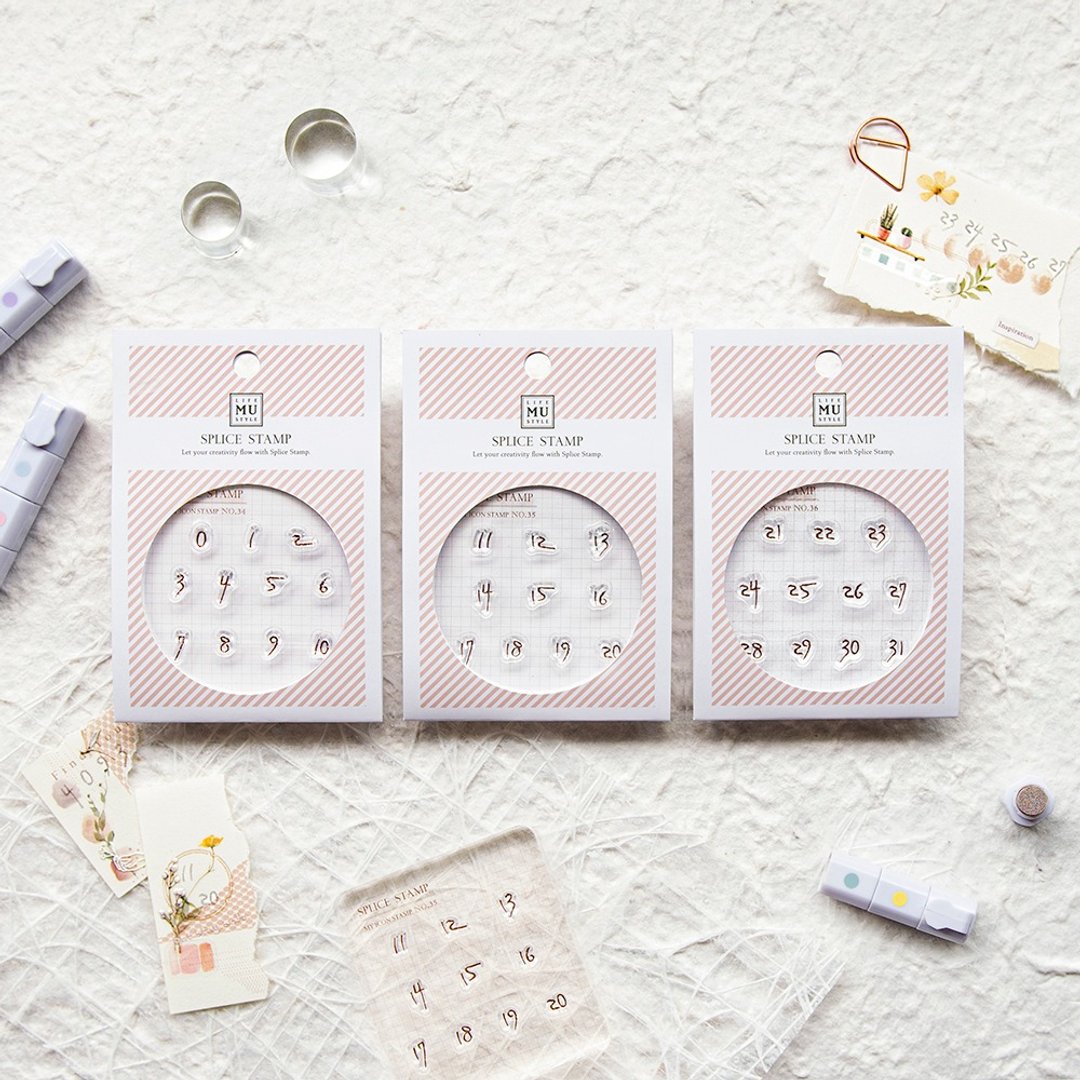 【My Icon Stamp 手写字日期套组】一组3款 | 数字印章 日期印章 - 印章/印台 - 硅胶 透明