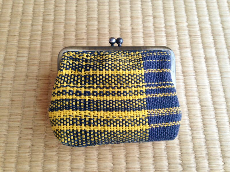 Porcupine pouch Navy blue × yellow - 零钱包 - 棉．麻 黄色