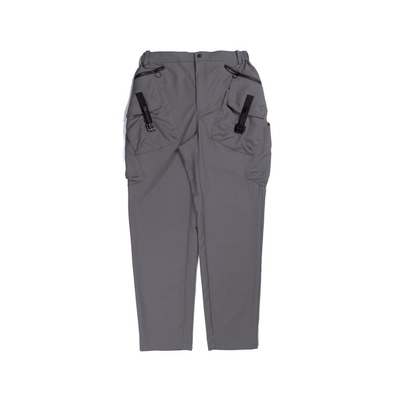 oqLiq - Nature Blessing - 太极错位口袋长裤(灰棕) - 男士长裤 - 其他材质 灰色