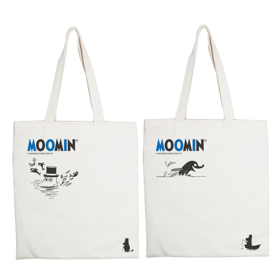 Moomin授权-钓鱼-手提购物包(米白/麻黄) - 手提包/手提袋 - 棉 白色