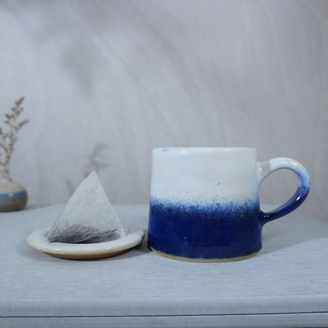 宝蓝白山形杯-约330ml,茶杯,马克杯,水杯,咖啡杯 - 咖啡杯/马克杯 - 陶 多色