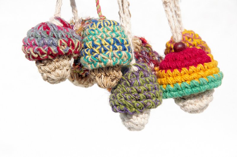 情人节礼物 手工编织棉麻钥匙圈 / 大宅门风钥匙圈 - 森林系 棉麻纱丽线香菇 ( 七款可挑 ) - 钥匙链/钥匙包 - 棉．麻 多色