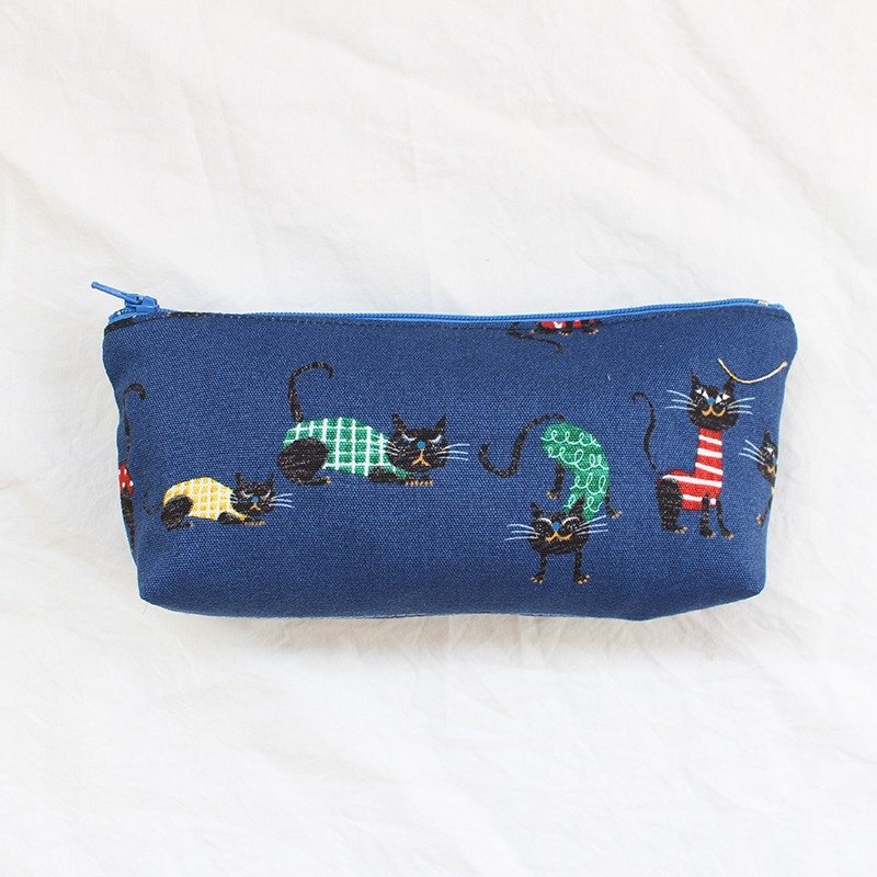 猫咪笔袋(中)/收纳袋 铅笔盒 化妆包 - 铅笔盒/笔袋 - 棉．麻 