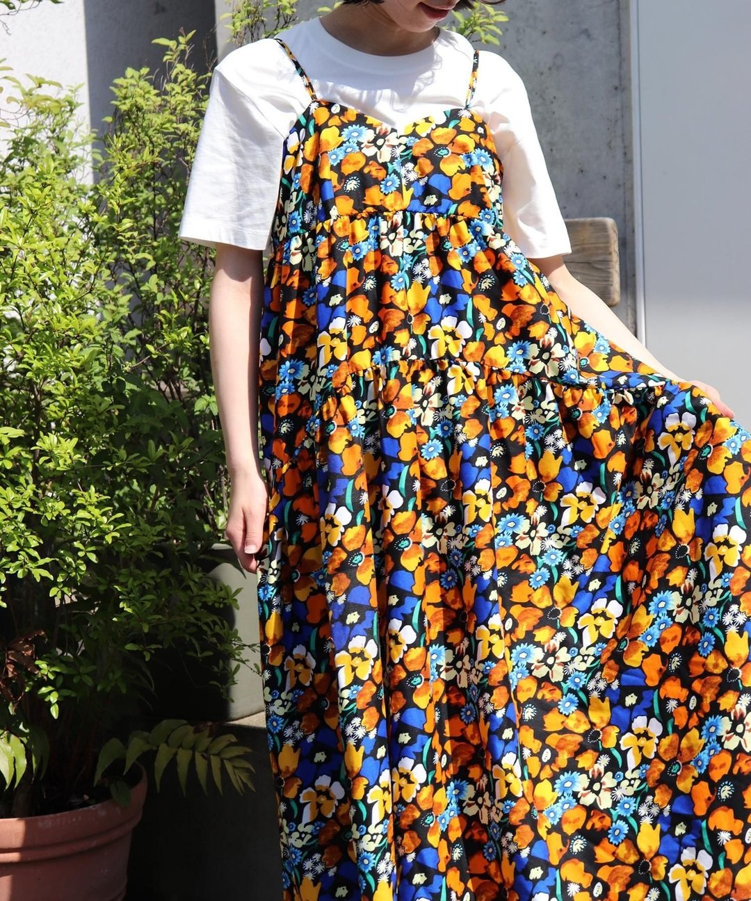 Africa tiered cami dress 153/SYMPHONY - 洋装/连衣裙 - 聚酯纤维 黑色