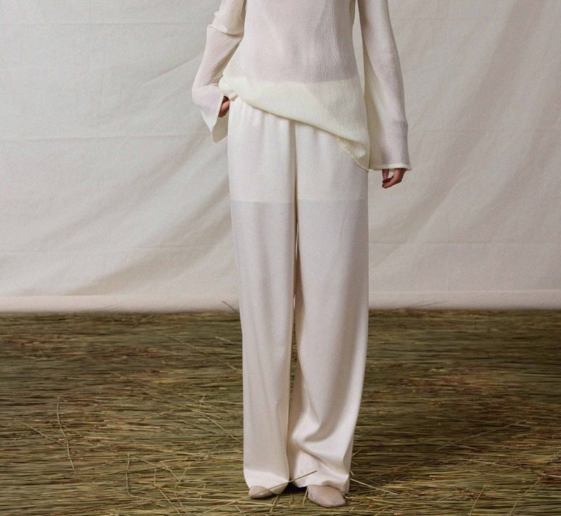 【醋酸亲肤】新中式复古 缎面松紧腰/垂感阔腿裤 - 女装长裤 - 其他材质 多色