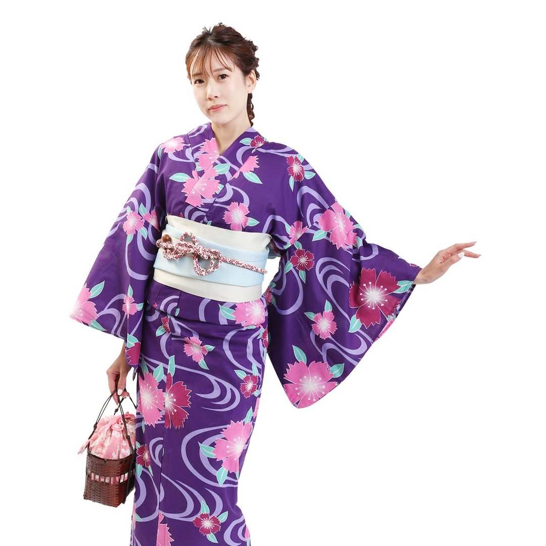 日本 和服 女性 浴衣 腰封 2件组 F Size x25-309 yukata - 其他 - 棉 紫色