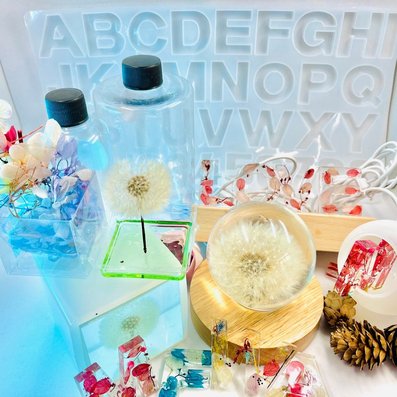 环氧树脂材料包 永生花字母灯材料包 蒲公英水晶灯材料包 蒲公英 - 灯具/灯饰 - 树脂 白色