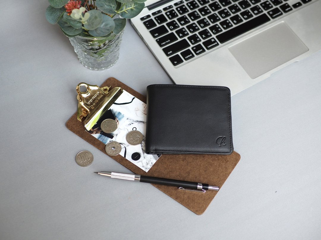 Paul (Black) : wallet, men purse, Black, cow leather, folded wallet - 皮夹/钱包 - 真皮 黑色
