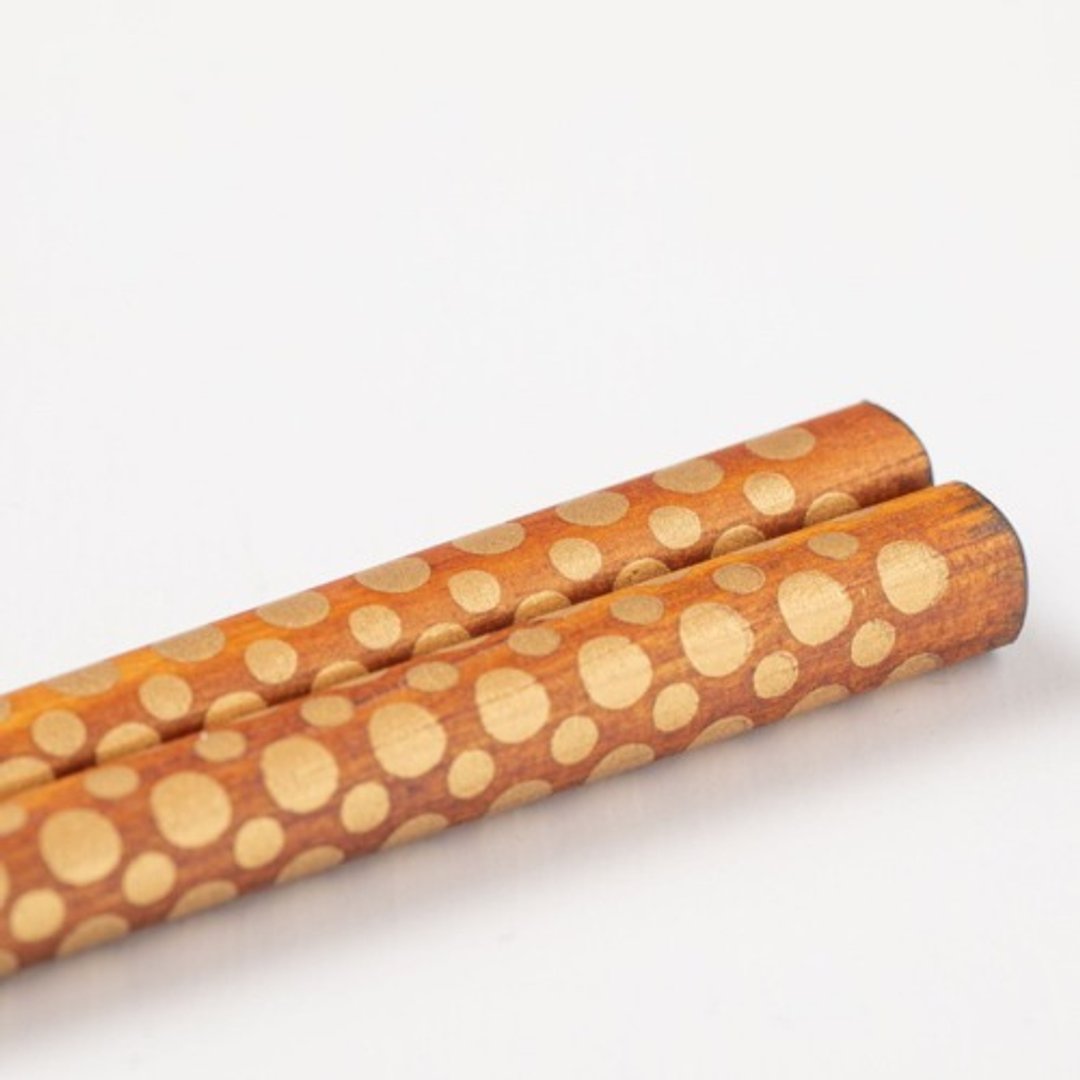 Lacquer chopsticks polka dot tea - 筷子/筷架 - 木头 咖啡色