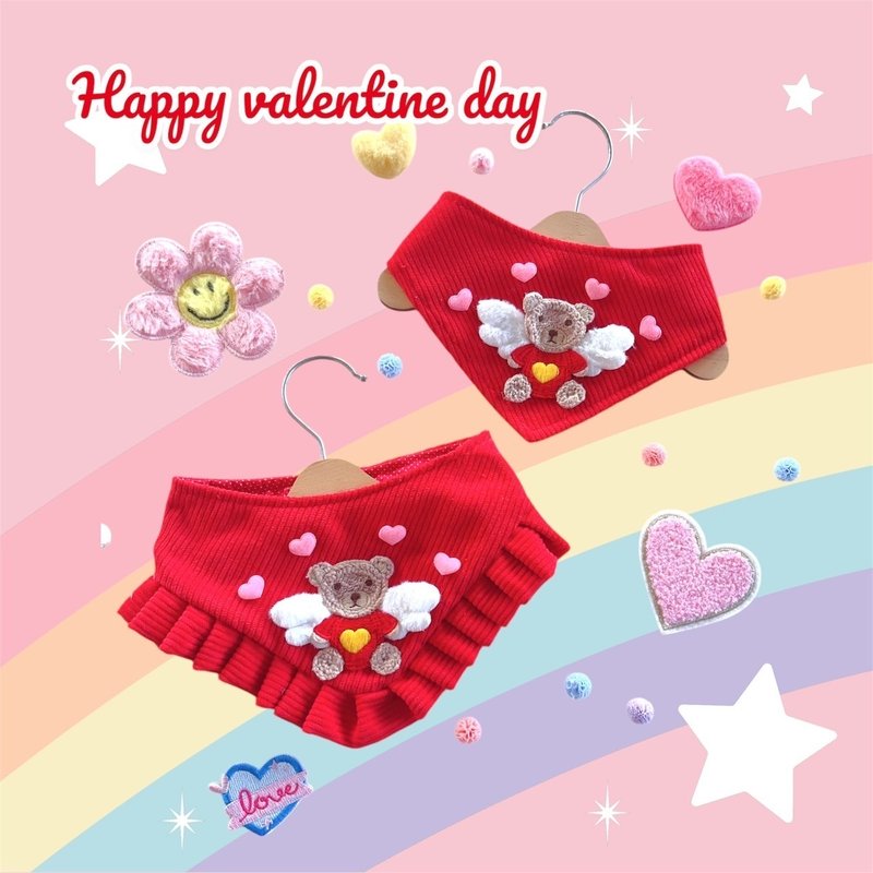 手工围巾，红色情人节模型 - 项圈/牵绳 - 棉．麻 红色