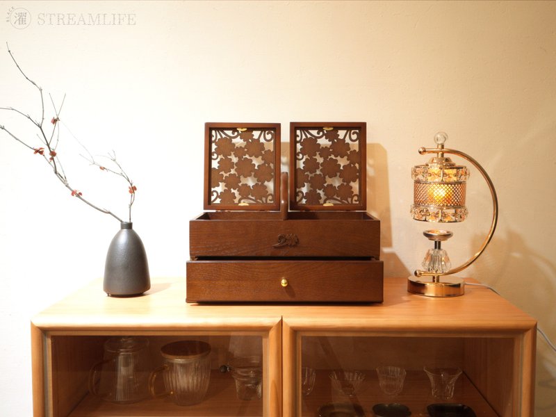 篓空实木花盒-两层 - 收纳用品 - 木头 咖啡色