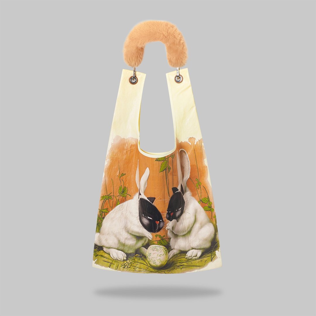 Bunny Fusion Toby Bag | 配可拆仿毛肩带 - 侧背包/斜挎包 - 尼龙 橘色