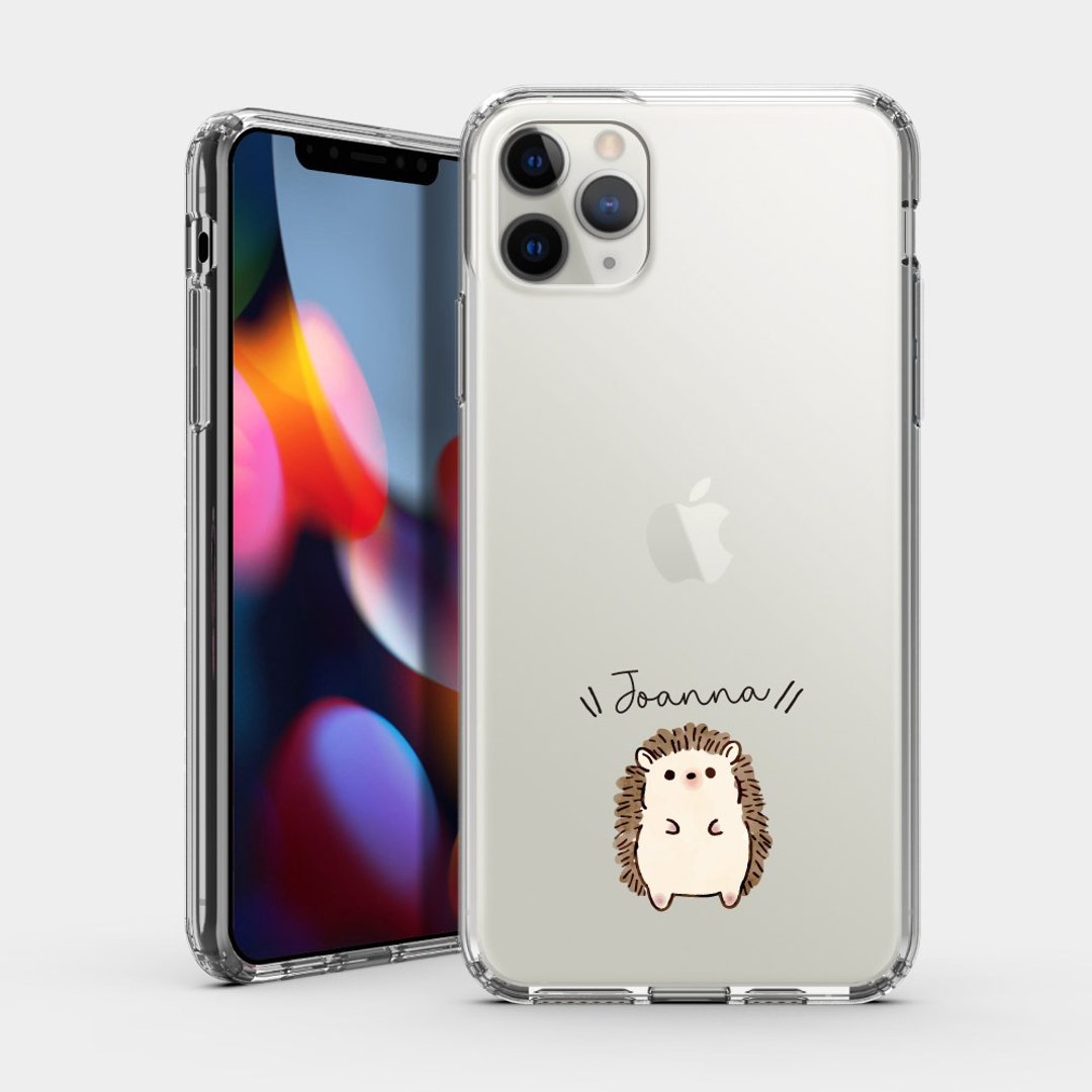 礼物 定制化英文名 站立刺猬 IPHONE 保护壳 透明手机壳 PU018 - 手机壳/手机套 - 塑料 卡其色