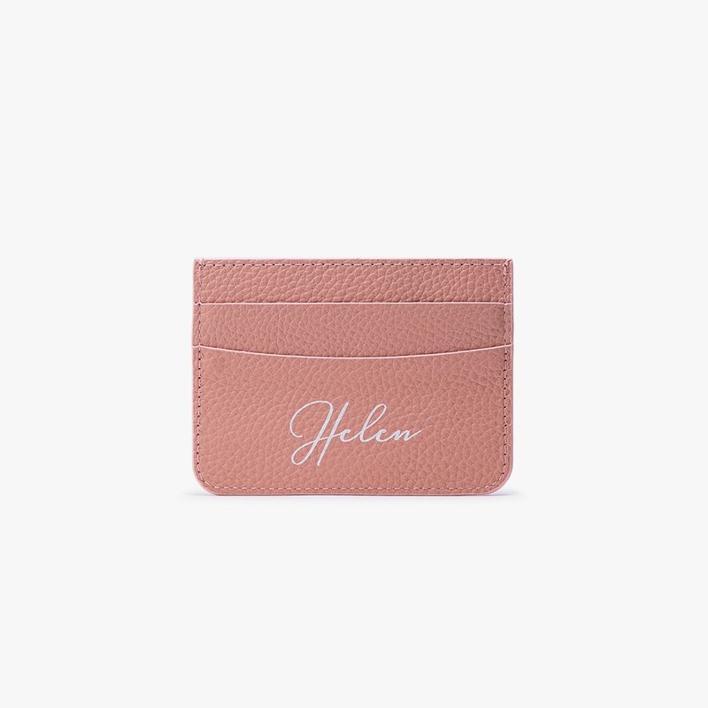 Dearcase 闭眼签名 卡夹 蜜荔粉 定制化卡套 - (订制名字) - 皮夹/钱包 - 真皮 