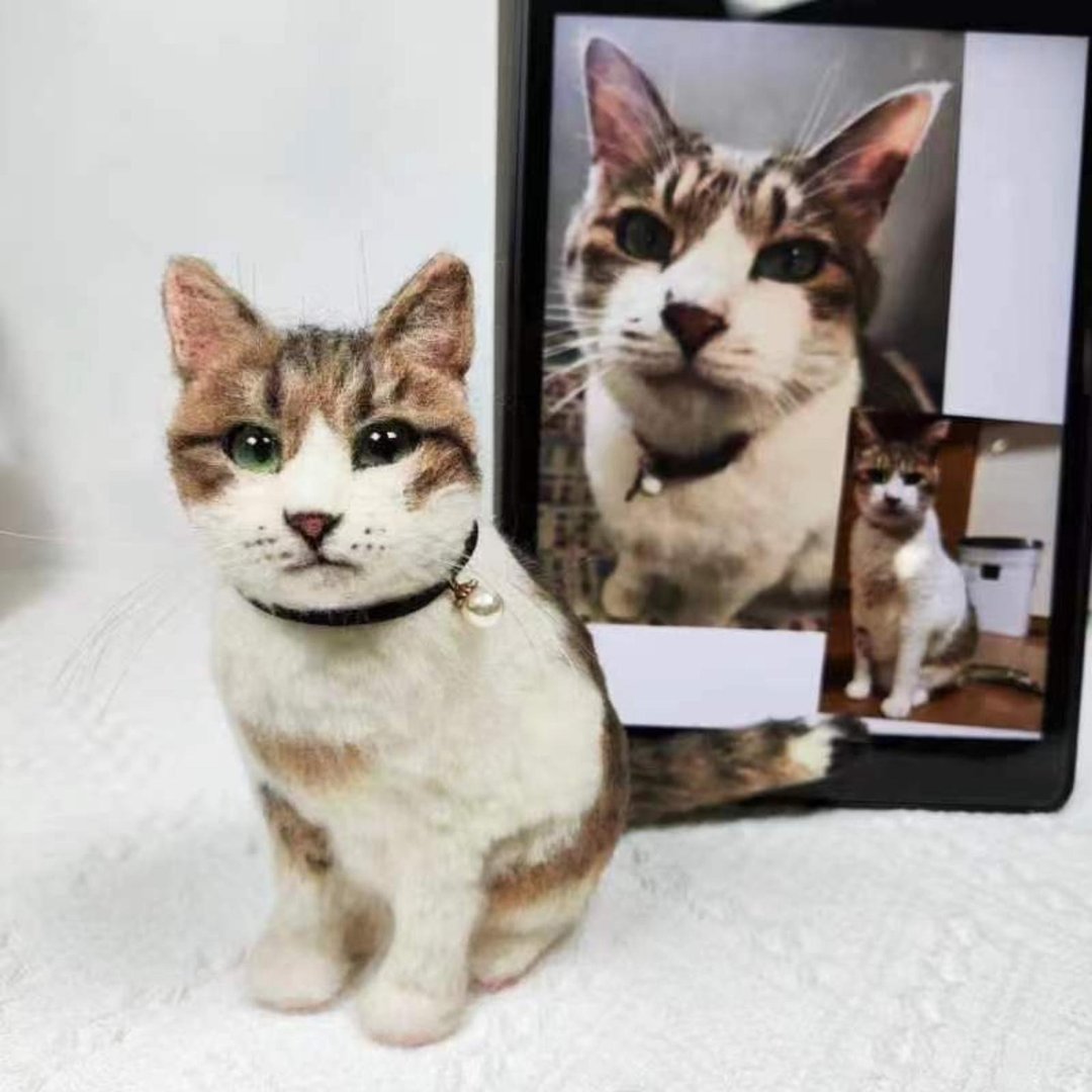 定制化礼物 逼真猫猫 羊毛毡 毛孩 宠物 娃娃 猫咪猫奴 似颜绘 t9 - 玩具 - 羊毛 多色