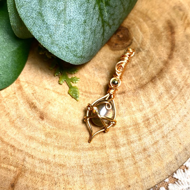 能量水晶项链-简舒-拉长石、水晶灵摆项链、艺术编织 - 项链 - 石头 蓝色