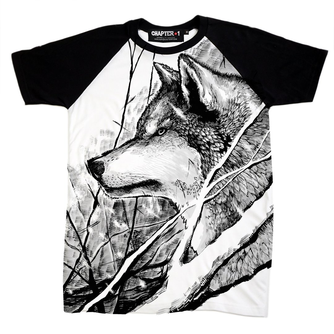 The wolf In the forest  Yami Chapter One T-shirt - 男装上衣/T 恤 - 棉 白色