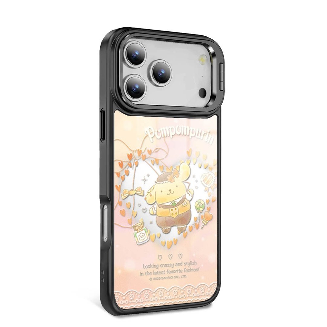 iPhone 全系列 防摔合金框隐形立架镜面磁吸壳 - 甜心布丁狗 - 黑框 - 手机壳/手机套 - 其他材质 多色