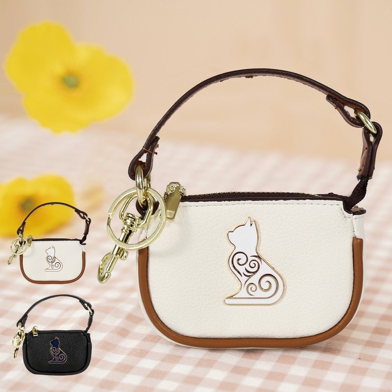 柔韧皮质 迷你轻提包【300034】 - 零钱包 - 棉．麻 黑色