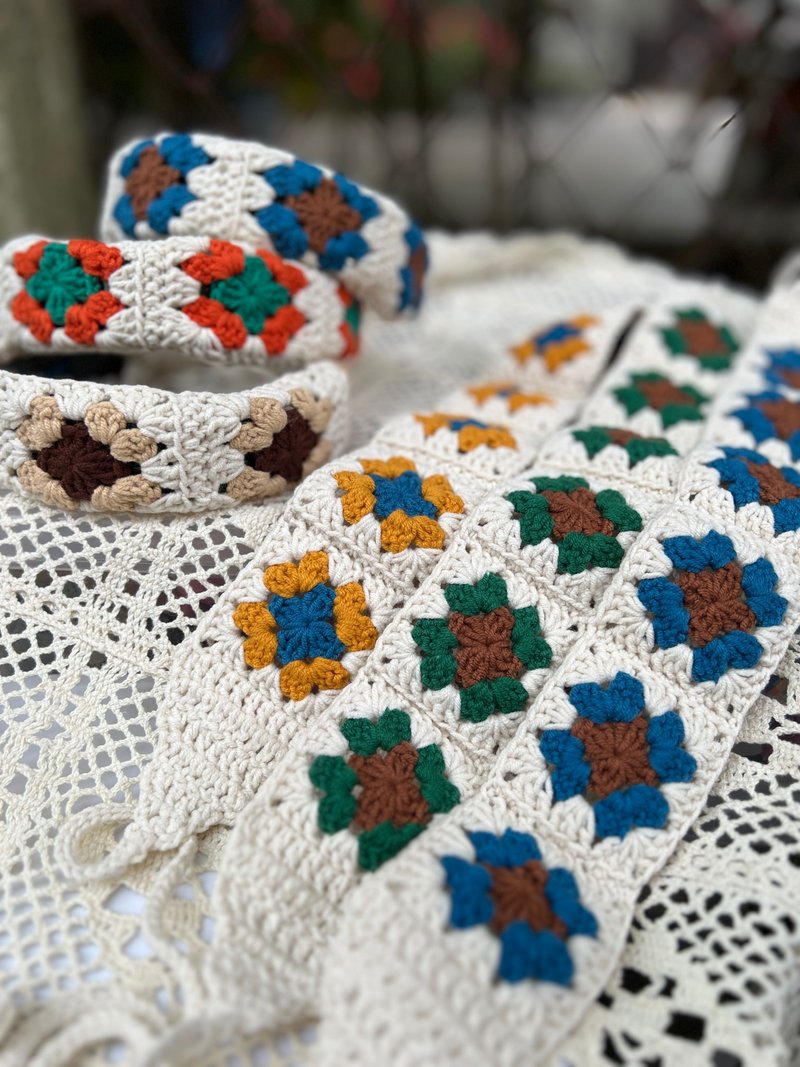 【兔贝儿】春夏复古祖母格发带/发箍~咖/橘/蓝/绿/黄 - 发饰 - 棉．麻 白色