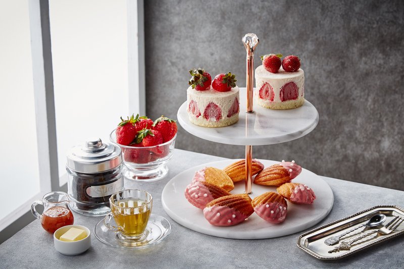 天然大理石双层点心架 - 浅碟/小碟子 - 石头 白色