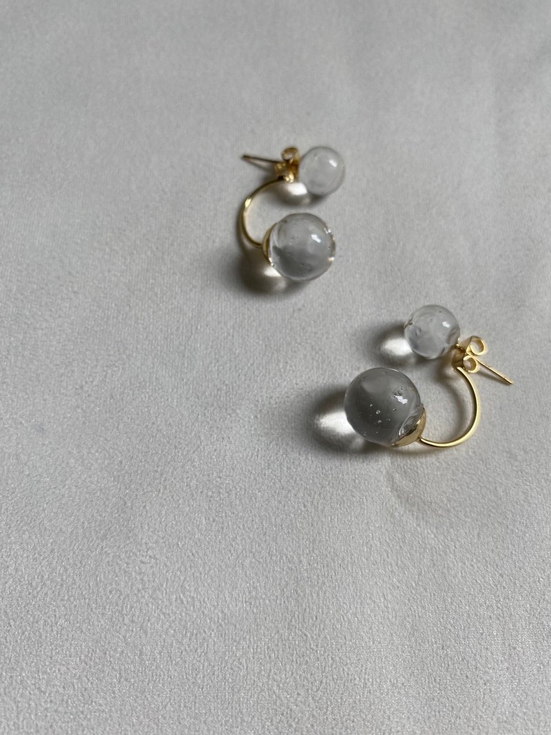 雫-  透明树脂水珠耳环【水滴系列】 - 耳环/耳夹 - 树脂 金色