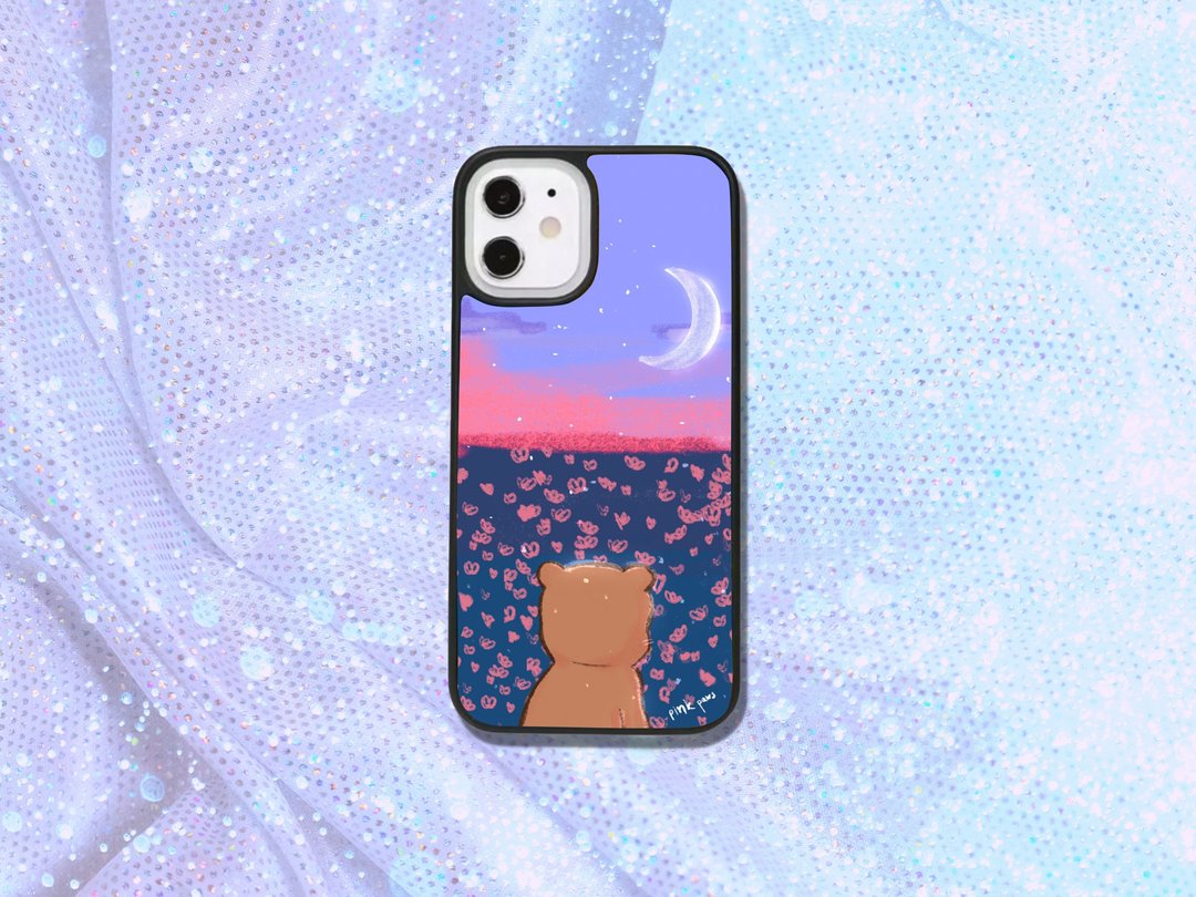熊与月亮 支持所有型号 iPhone 14 手机壳 三星手机壳 - 手机壳/手机套 - 塑料 多色