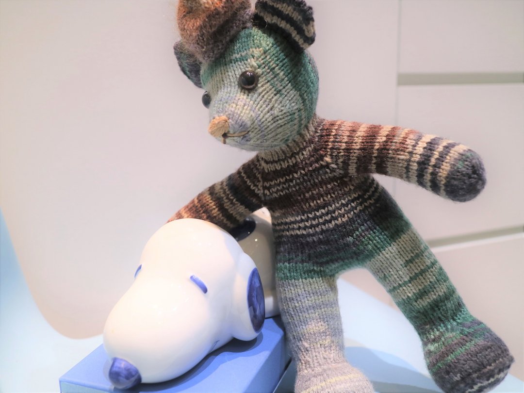 熊爱家族Sean熊阿宅手工编织泰迪熊knitted teddy bearテディベア - 玩偶/公仔 - 羊毛 卡其色
