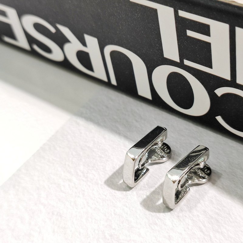 个性小方环 | 全铜镀真白金 | 没耳洞好朋友系列| 夹式耳环 - 耳环/耳夹 - 其他材质 银色