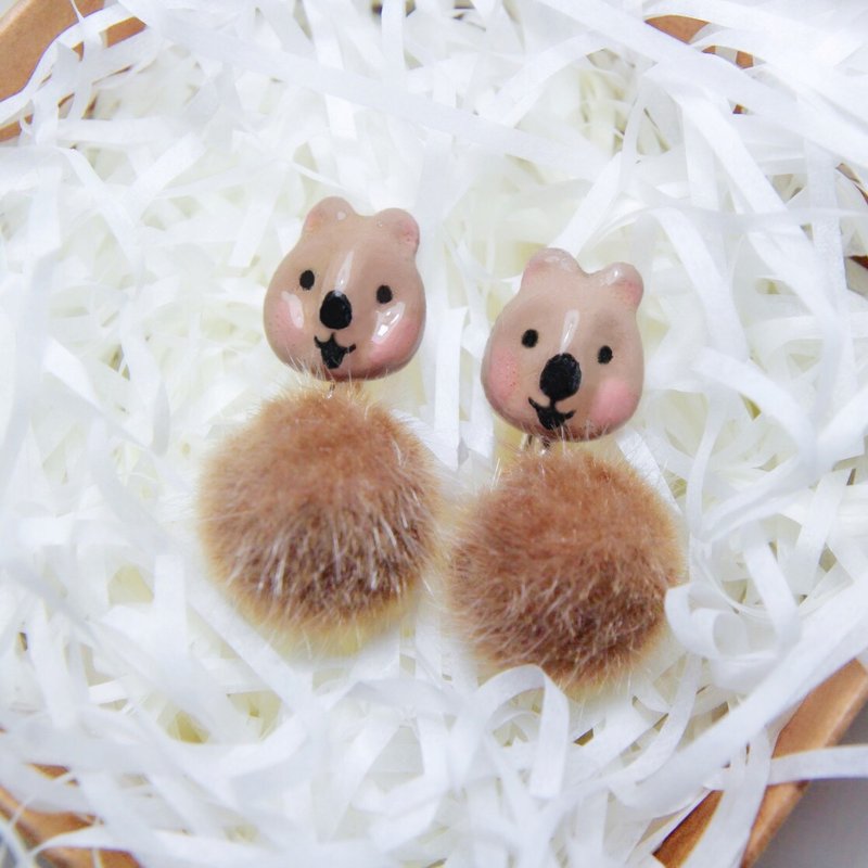 【 圣诞包装】一对耳针 |澳洲短尾矮袋鼠 | 耳夹 | 耳饰 | 耳钉 - 耳环/耳夹 - 粘土 