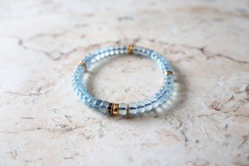 Journal-彩虹直切家族 (海蓝宝)冰透海蓝宝石直切串串软手环 - 手链/手环 - 宝石 