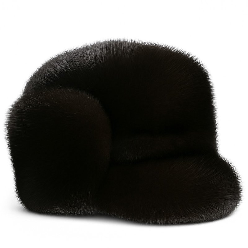 男士皮帽 冬季 真貂皮帽 保暖 男士皮帽 奢华 俄罗斯皮帽 - 帽子 - 羊毛 黑色