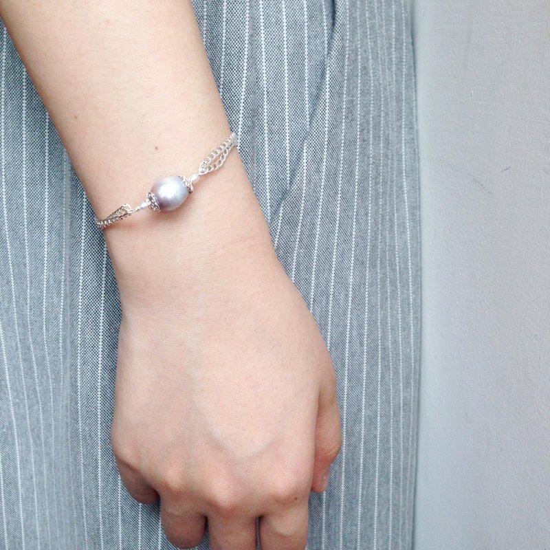 ［Classical collection ］.925纯银 灰蓝色的沉淀 天然巴洛克珍珠手链 - 手链/手环 - 宝石 