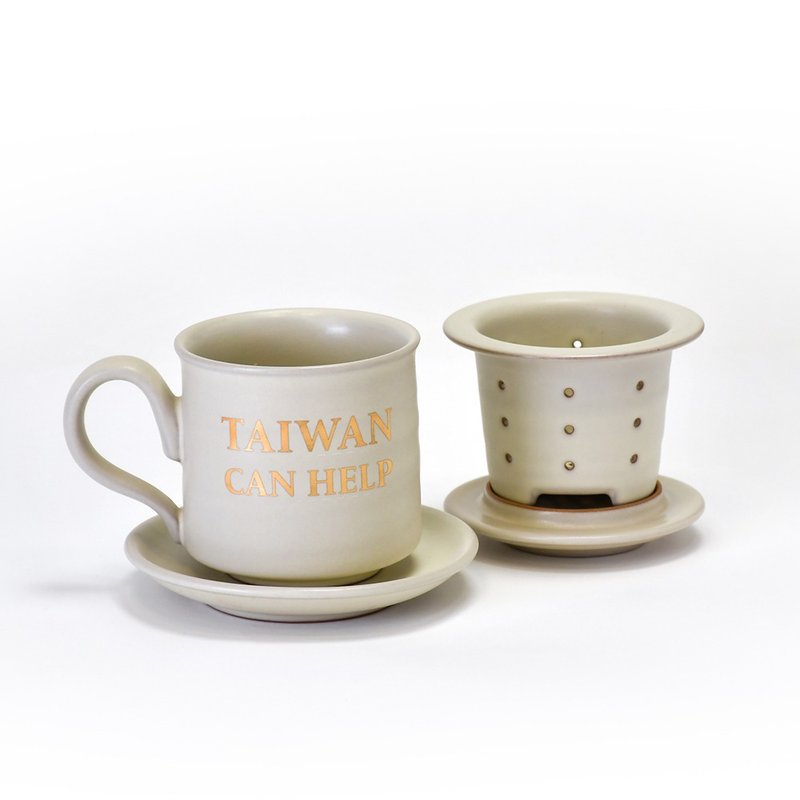 陶作坊│同心杯组 TAIWAN CAN HELP 限量版-白 - 茶具/茶杯 - 陶 白色