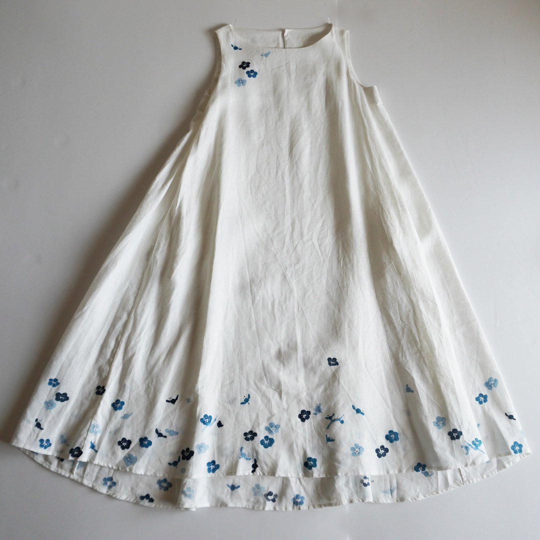 Long dress white plum - 洋装/连衣裙 - 棉 白色