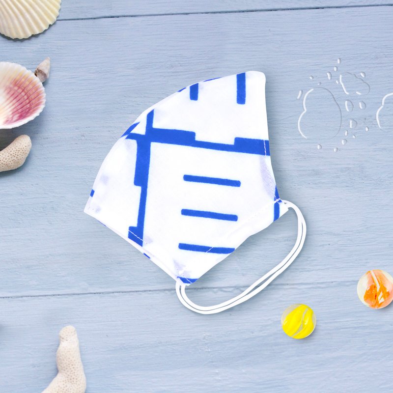 Tenugui gauze mask / blue - 口罩 - 棉．麻 蓝色