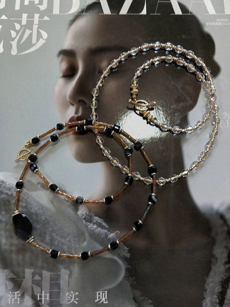 原创小众精致百搭项链 - 项链 - 水晶 咖啡色