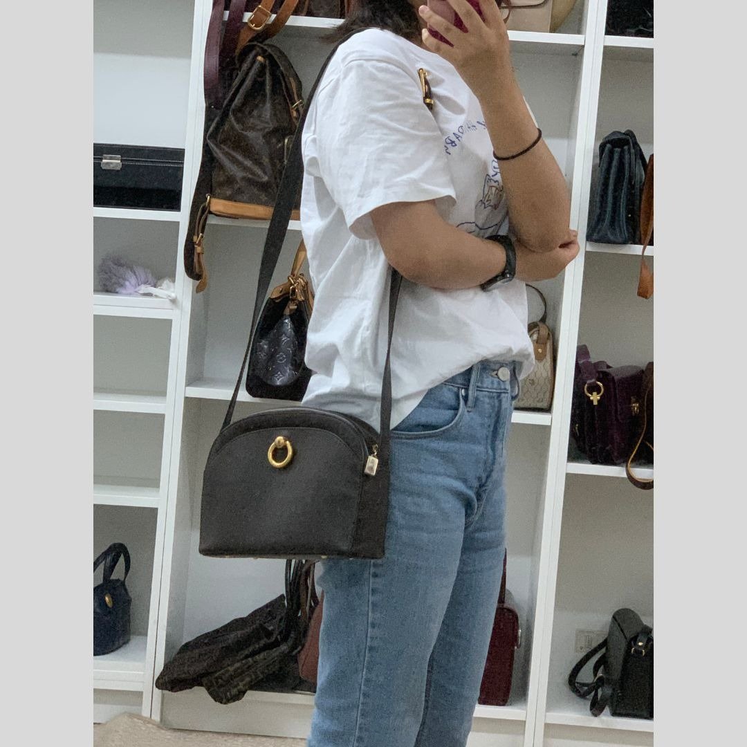 Celine 圆扣 棕色 肩背包 - 01346 - 侧背包/斜挎包 - 真皮 咖啡色