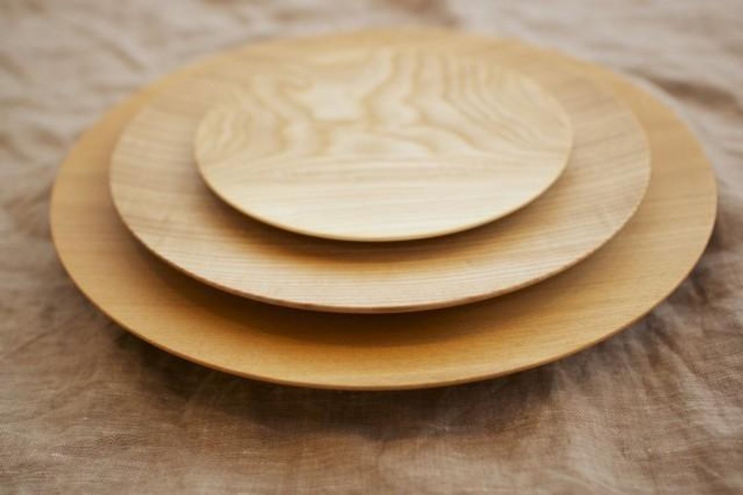 Tree of potter's wheel grind of wooden plate plug (to do) 27cm - 浅碟/小碟子 - 木头 卡其色