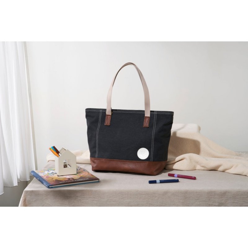 晨暮托特提包-无畏黑(不含可调式长背带) - 妈妈包 - 聚酯纤维 黑色