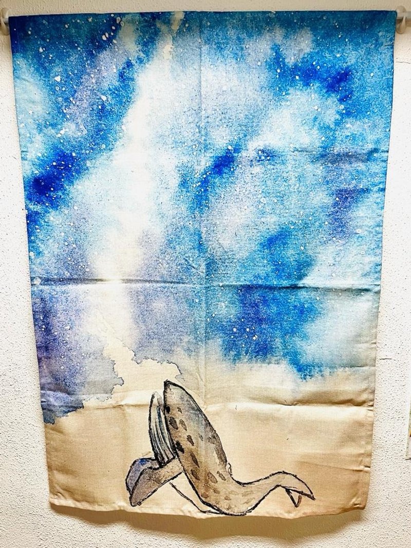 【门帘 - 手绘图画】鲸鱼 - 门帘/门牌 - 棉．麻 多色