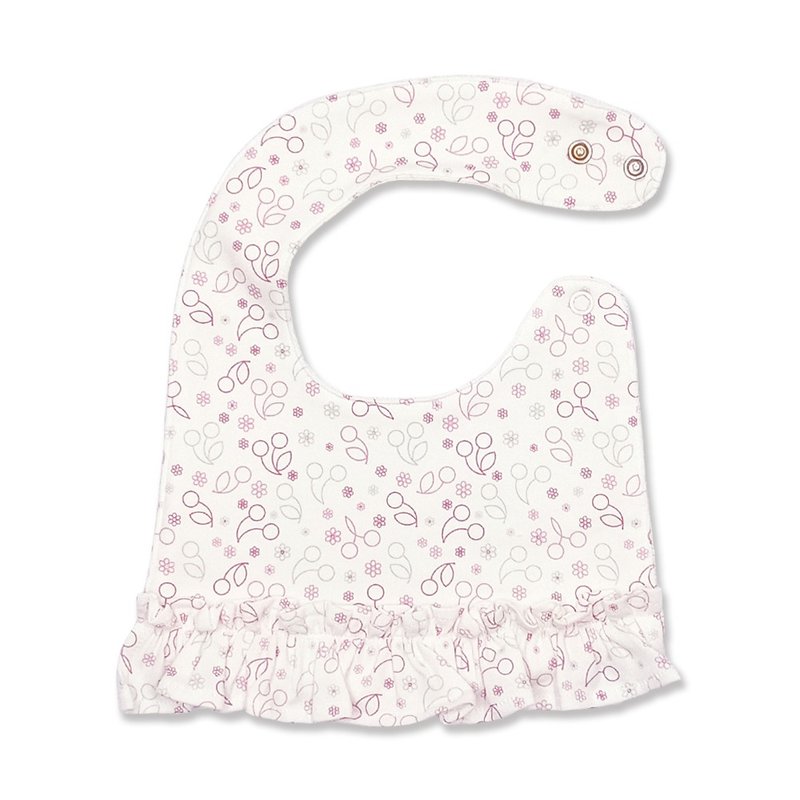 【Deux Filles有机棉】婴儿荷叶边围兜/口水巾 樱桃 - 围嘴/口水巾 - 棉．麻 