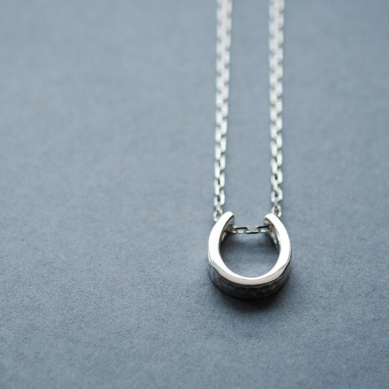 马蹄 敲击纹理 项链 925银 男士 中性款 - 项链 - 其他金属 银色