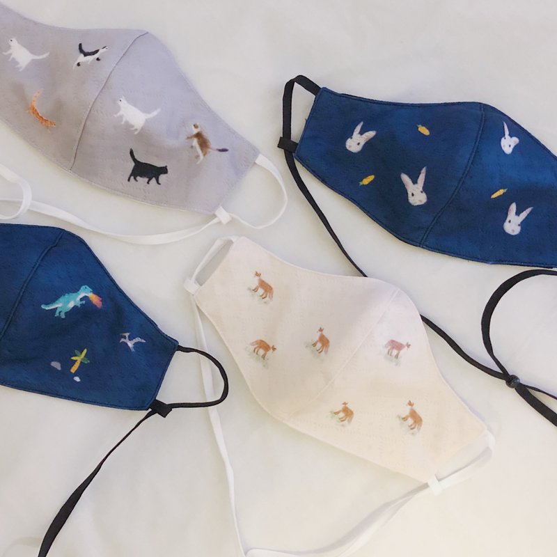 【Off-season sale】3d MASK adjustable Strap~Fox,Cat,Rabbit,Dinosaur - 口罩 - 其他材质 多色