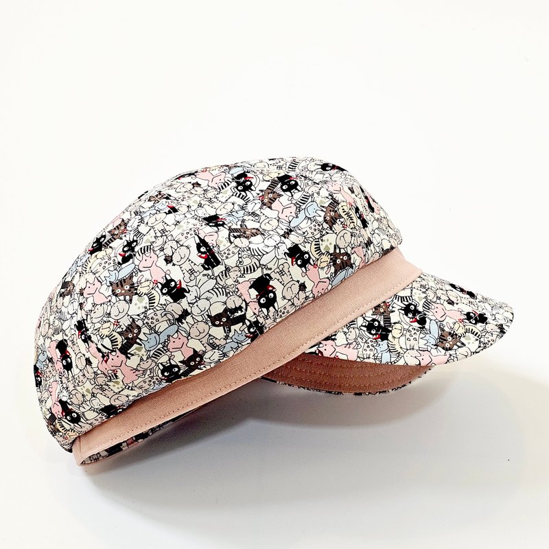 【HiGh MaLi】日系报童帽/宽帽沿/黑猫kiki#礼物#魔女宅急便 - 帽子 - 棉．麻 粉红色