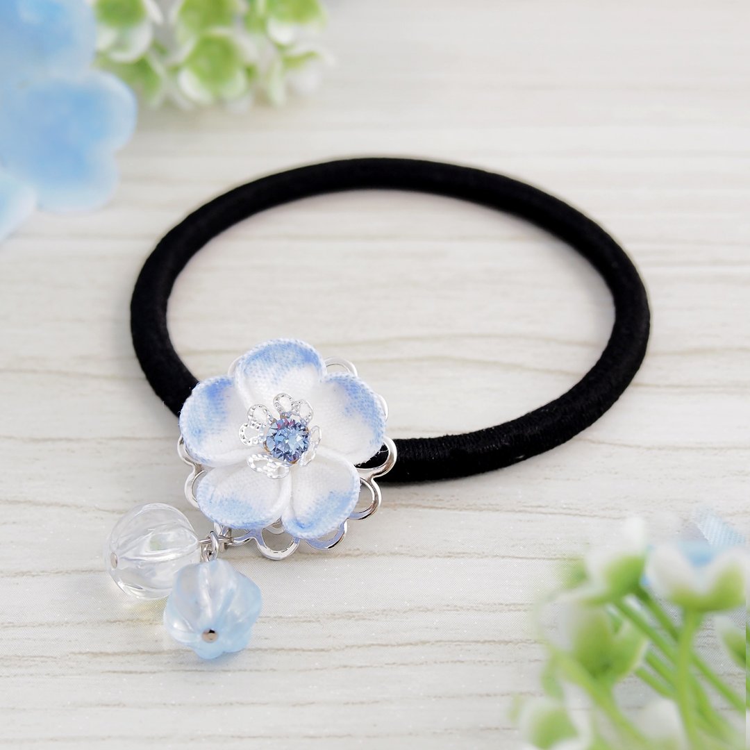 Nemophila hair elastic knob work - 发饰 - 棉 蓝色