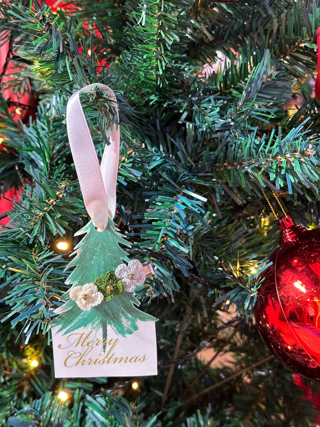 Christmas Tree Ornament Hair clip gift crochet no.3 - 发饰 - 绣线 绿色