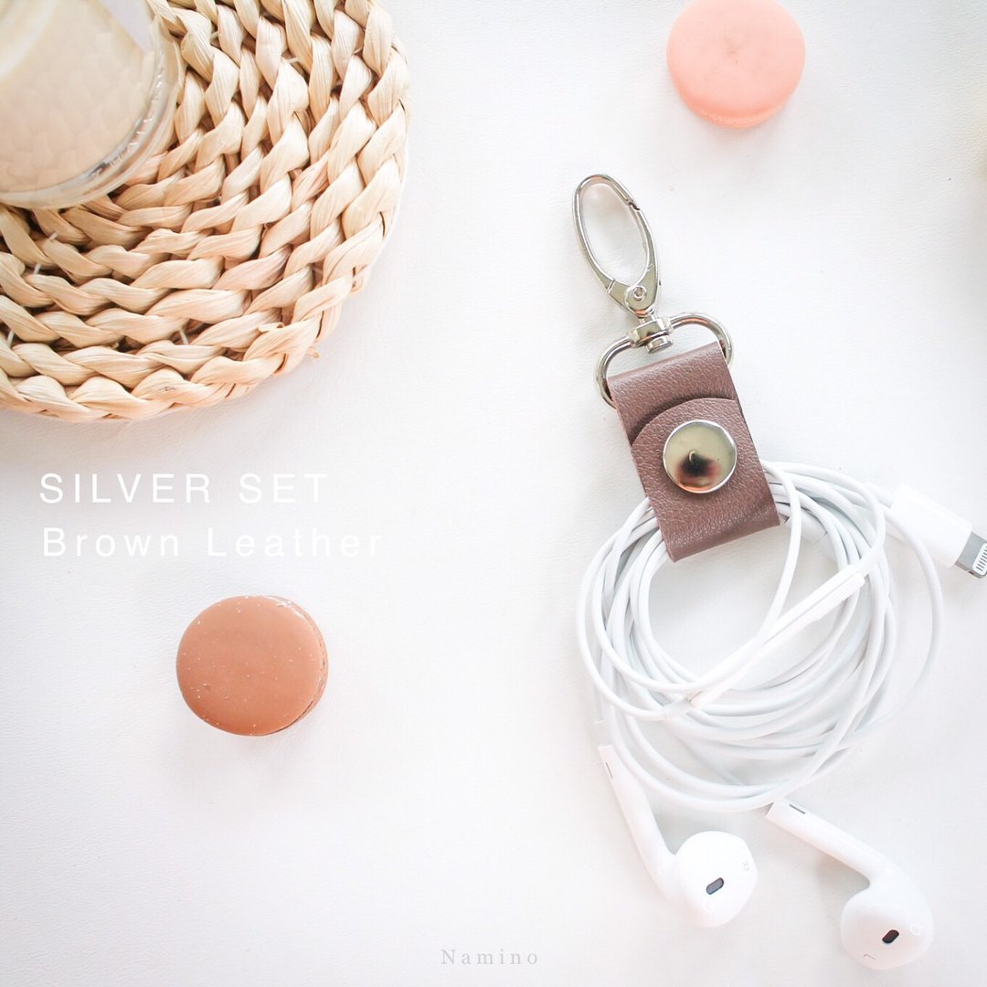 Brown Headphone cable organizer Charging cable storage Headphone strap - 卷线器/电线收纳 - 人造皮革 咖啡色