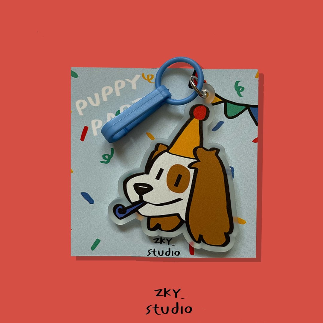 Puppy Party 骑士查理王猎犬压克力钥匙圈 - 吊饰 - 压克力 